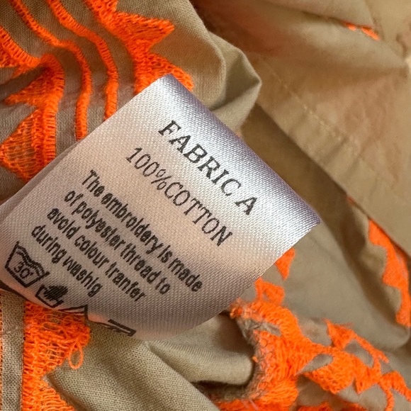 Aether Concept Embroidered Cotton Tunic Dress Orange Beige | M - Picture 14 of 14